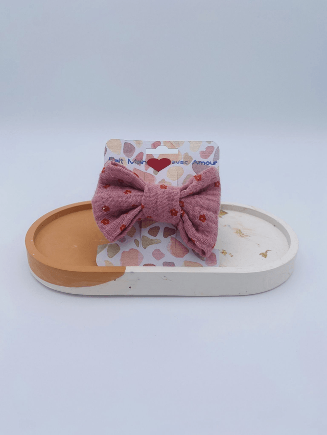 Barrette avec noeud en gaze de coton
