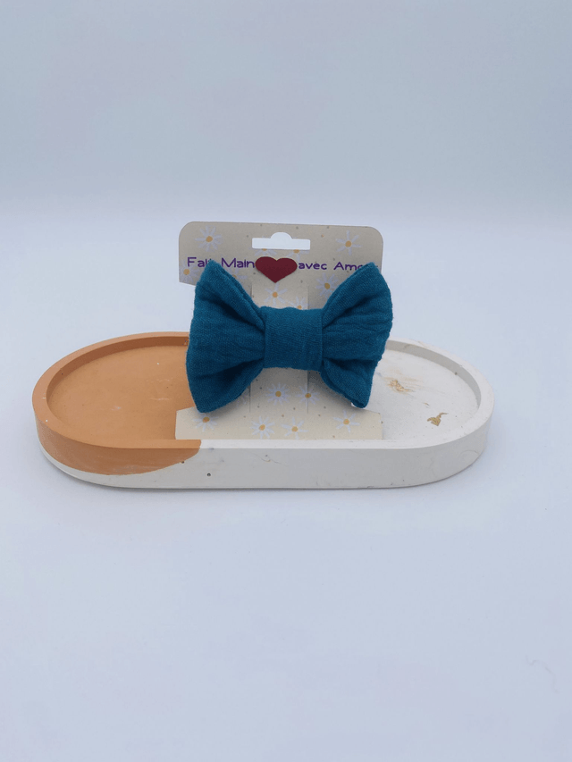 Barrette avec noeud en gaze de coton