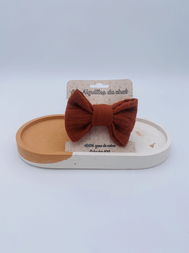 Barrette avec noeud en gaze de coton