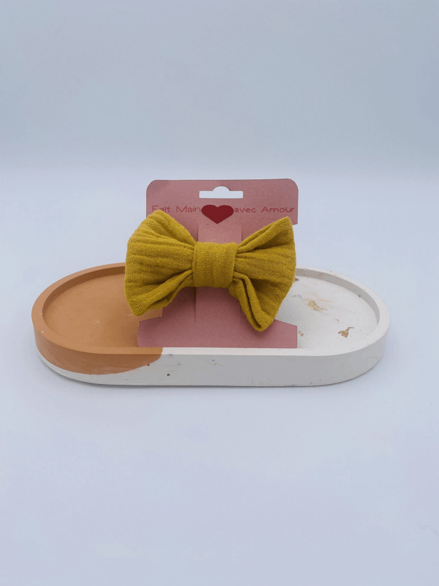 Barrette avec noeud en gaze de coton